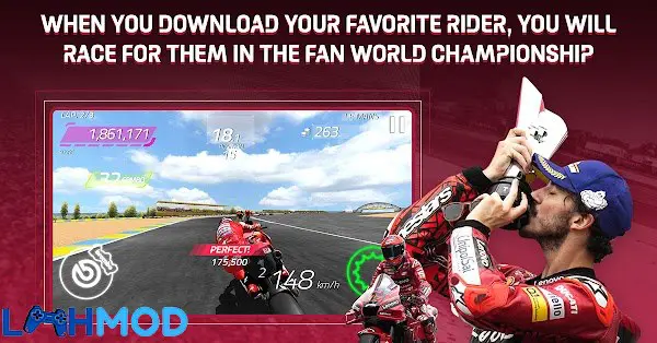 Ảnh 4 của Tải MotoGP Racing ’22 APK 8.0.8 cho Android iOS Một nhóm tay đua đang tranh tài gay cấn trên đoạn đường thẳng