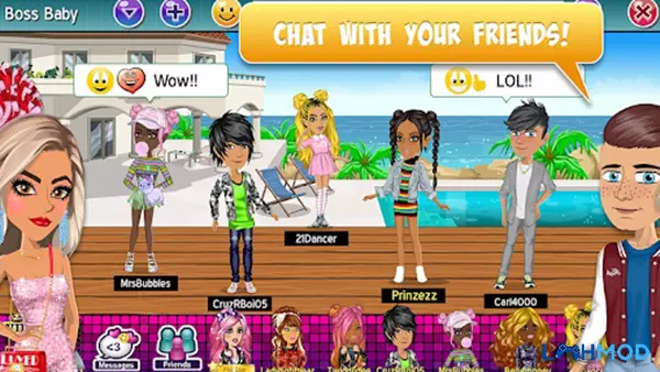 Ảnh 3 của Tải MovieStarPlanet MOD APK 47.0.3 (Vô hạn tiền) Android iOS Cảnh hai nhân vật đang trò chuyện và tương tác trong MovieStarPlanet