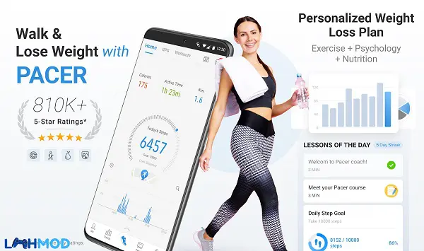 Ảnh 1 của Pacer Pedometer Mod Apk p8.11.1 (Mở khóa Premium) Android, IOS Giao diện Pacer Pedometer hiển thị các chỉ số hoạt động