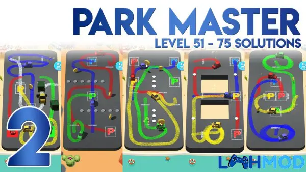 Ảnh 4 của Tải Park Master APK 2.7.1 cho Android iOS Giao diện một màn chơi Park Master với nhiều xe và ô đỗ