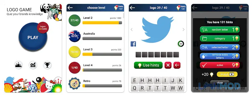 Ảnh 2 của Tải Quiz Logo game Apk 9.9 cho Android iOs Màn hình hiển thị nhiều logo đa dạng trong Quiz Logo game