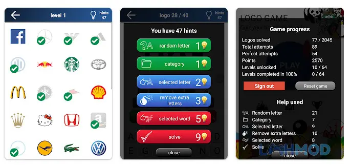 Ảnh 4 của Tải Quiz Logo game Apk 9.9 cho Android iOs Người chơi nhận phần thưởng khi hoàn thành level trong Quiz Logo game