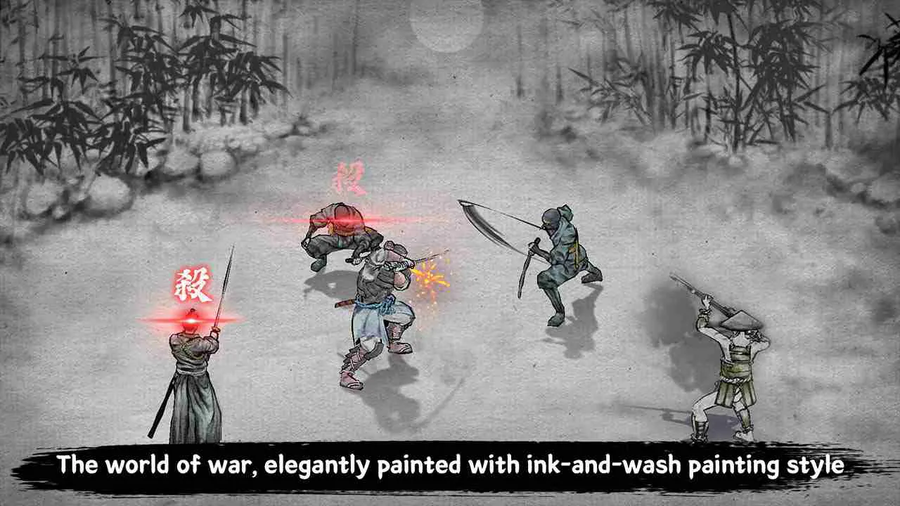 Ảnh 2 của Ronin The Last Samurai Mod APK 1.29.531 (Menu, Sát Thương, Bot IM) Cảnh một Samurai đang đối mặt với nhiều kẻ thù trong trận chiến