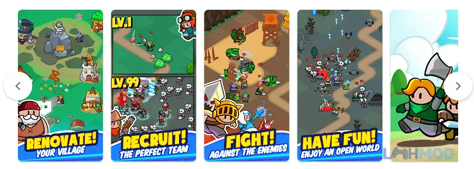 Ảnh 3 của Tải Rumble Heroes Adventure RPG Apk 1.3.002 cho Android iOs Nhân vật anh hùng đang thu thập tài nguyên trong Rumble Heroes