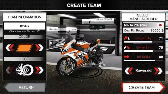 Ảnh 2 của Tải game SBK Team Manager Mod APK 1.1.4 (Vô Hạn Tiền) Giao diện quản lý đội đua trong SBK Team Manager Mod