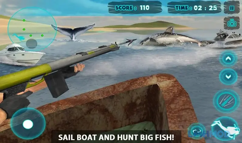 Ảnh 3 của Tải Shark Attack Spear Fishing 3D Apk 4.6 cho Android iOs Giao diện điều khiển trực quan trong Shark Attack Spear Fishing 3D
