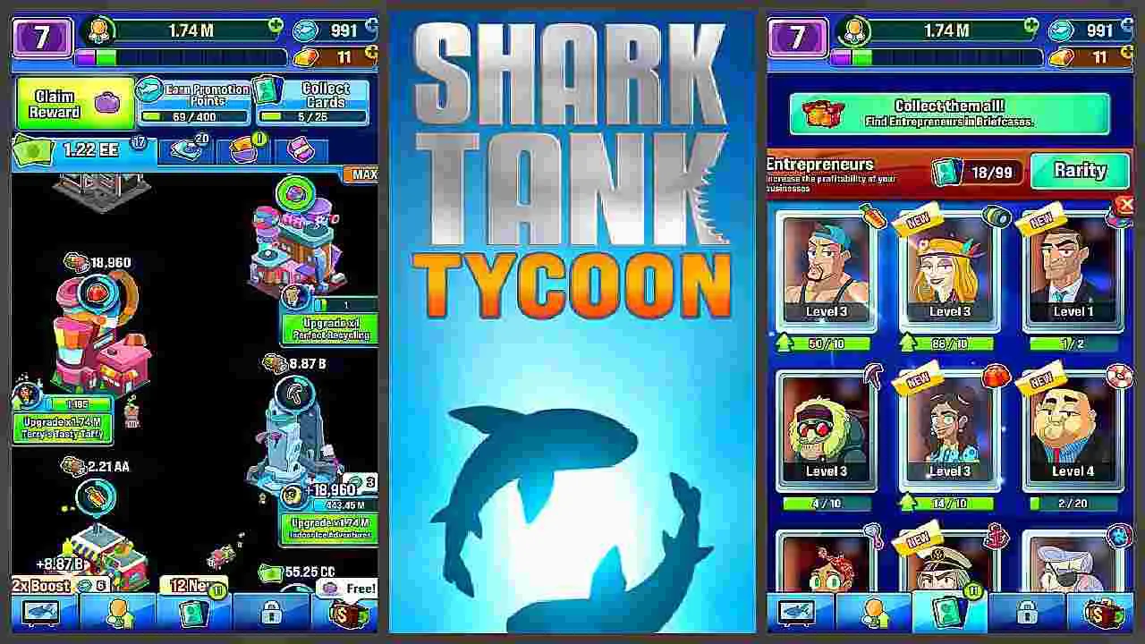 Ảnh 3 của Shark Tank Tycoon Mod APK 1.41 (Menu, Vô Hạn Tiền) Các nhà đầu tư (Shark) trong Shark Tank Tycoon