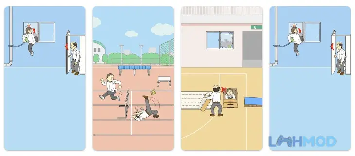 Ảnh 4 của Tải Skip school Mod Apk 3.4.1 (Không quảng cáo) cho Android iOs Học sinh đang cố gắng trốn thoát khỏi giáo viên trong một lớp học