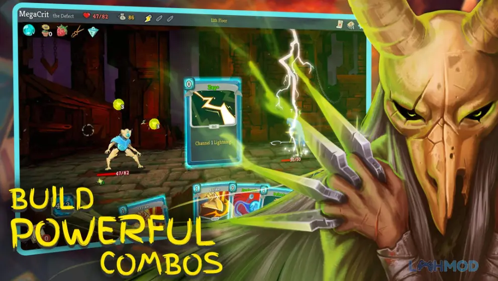 Ảnh 2 của Tải Slay the Spire Apk 2.2.8 cho Android iOs Một cảnh giao chiến trong Slay the Spire với các thẻ bài trên màn hình