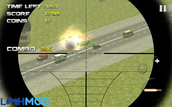 Ảnh 2 của Tải Sniper Traffic Hunter APK 2.5 cho Android iOS Alt text mô tả cảnh một chiếc xe thể thao đang chạy trên đường phố 3D với góc nhìn từ phía sau