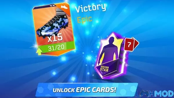 Ảnh 2 của Tải Soccer Star 22 Super Football APK 0.21.1 (Vô hạn tiền/ Không giới hạn) cho Android iOS Một cầu thủ đang dứt điểm về phía khung thành đối phương