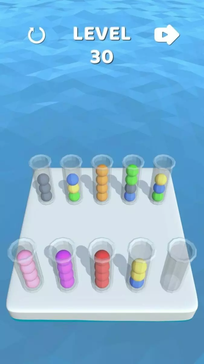 Ảnh 3 của Tải game Sort It 3D Mod APK 1.5.12 (Tiền vô hạn, Không quảng cáo) Màn hình chơi Sort It 3D Mod với những quả bóng đang được sắp xếp