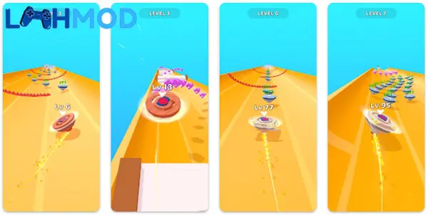 Ảnh 2 của Tải trò chơi Spinner Up APK 0.7 cho Android iOS Các con quay màu sắc đang di chuyển trên màn hình game