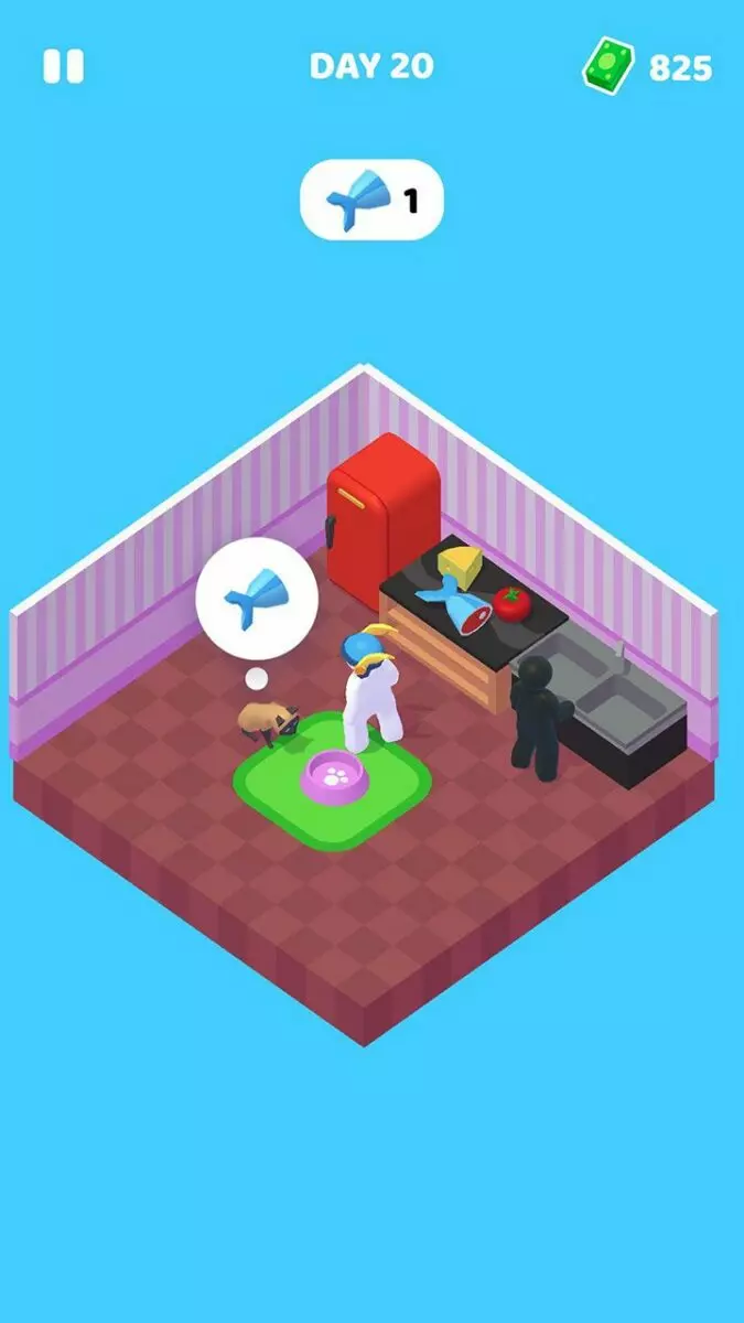 Ảnh 4 của Staff! – Job Game Mod APK 1.2.7 (Menu, Vô Hạn Tiền) Nhân vật vui sướng khi mua được đồ nội thất mới