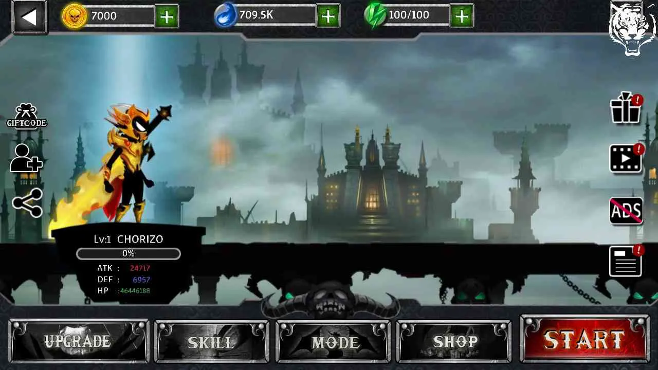 Ảnh 2 của Stickman Legends Mod APK 4.1.1 (Menu, Vô Hạn Tiền, One HIT) Chiến binh Stickman Legends Mod đối đầu quái vật trong cảnh đêm