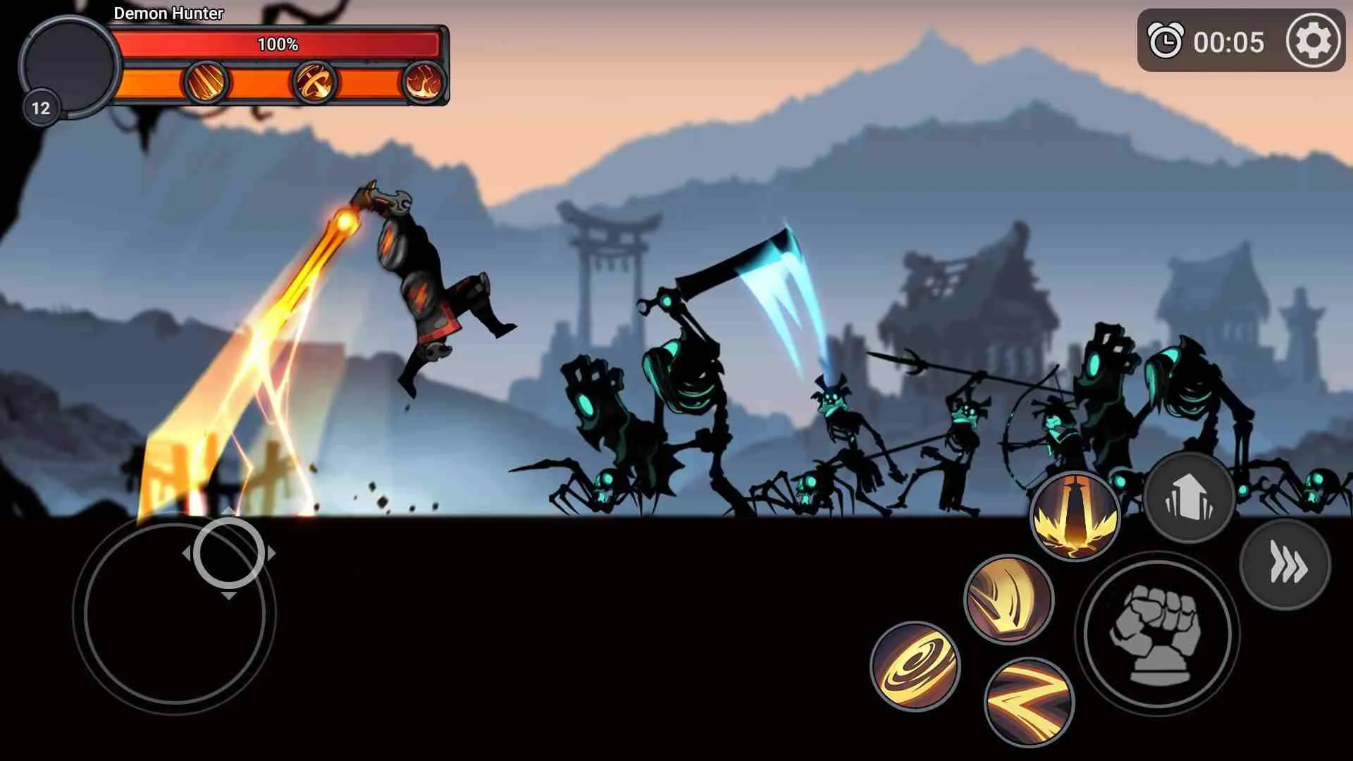 Ảnh 3 của Stickman Master Mod APK 1.9.2 (Mua sắm miễn phí, No Skill CD) Cảnh chiến đấu trong game Stickman Master Shadow Legends