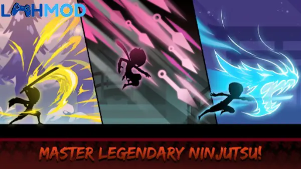 Ảnh 2 của Stickman Teleport Master 3D APK 0.0.7.1 cho Android iOS Nhân vật người que đang sử dụng kunai dịch chuyển để tấn công kẻ địch