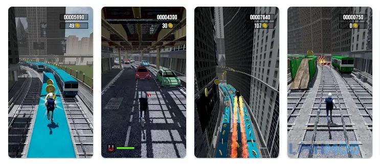 Ảnh 2 của Tải Subway Runner RTX Apk 1.0.1 cho Android iOs Nhân vật đang chạy và né tránh chướng ngại vật trên đường ray