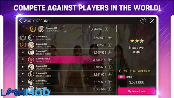 Ảnh 4 của SuperStar SMTOWN MOD APK 3.9.2 (Mở khóa) Android Màn hình kết quả game SuperStar SMTOWN