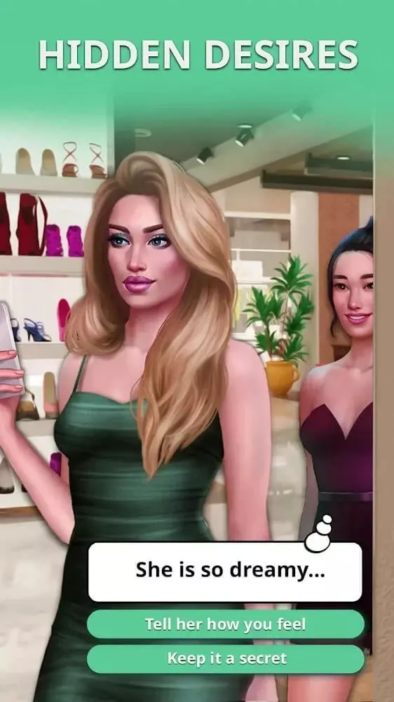 Ảnh 3 của Tải game Tabou Stories Mod APK 2.15 (Vô hạn Kim cương) Cảnh game Tabou Stories với hai nhân vật đang đối thoại trong một khung cảnh lãng mạn