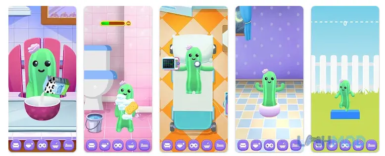 Ảnh 4 của Tải Talking Cactus Care Apk 2.16 cho Android iOs Cây xương rồng Talking Cactus Care đang nhảy múa vui nhộn trên nền xanh