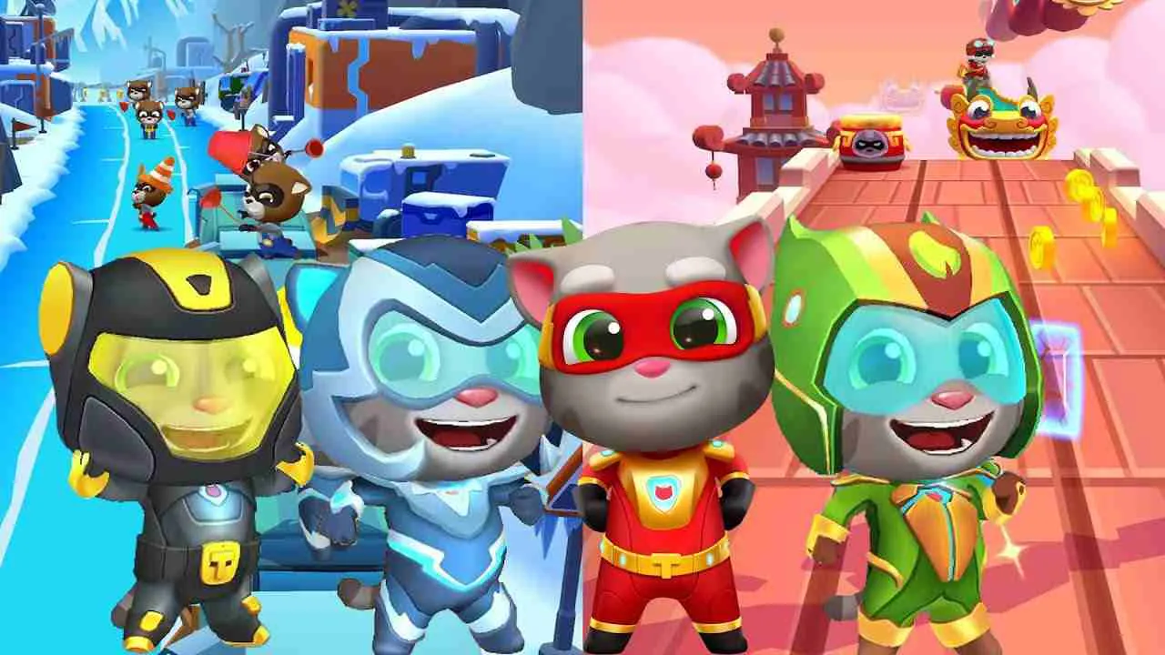 Ảnh 2 của Talking Tom Hero Dash Mod APK (Menu, Vô hạn tiền) v25.4.5.10109 Lối chơi chạy vô tận của Talking Tom Hero Dash