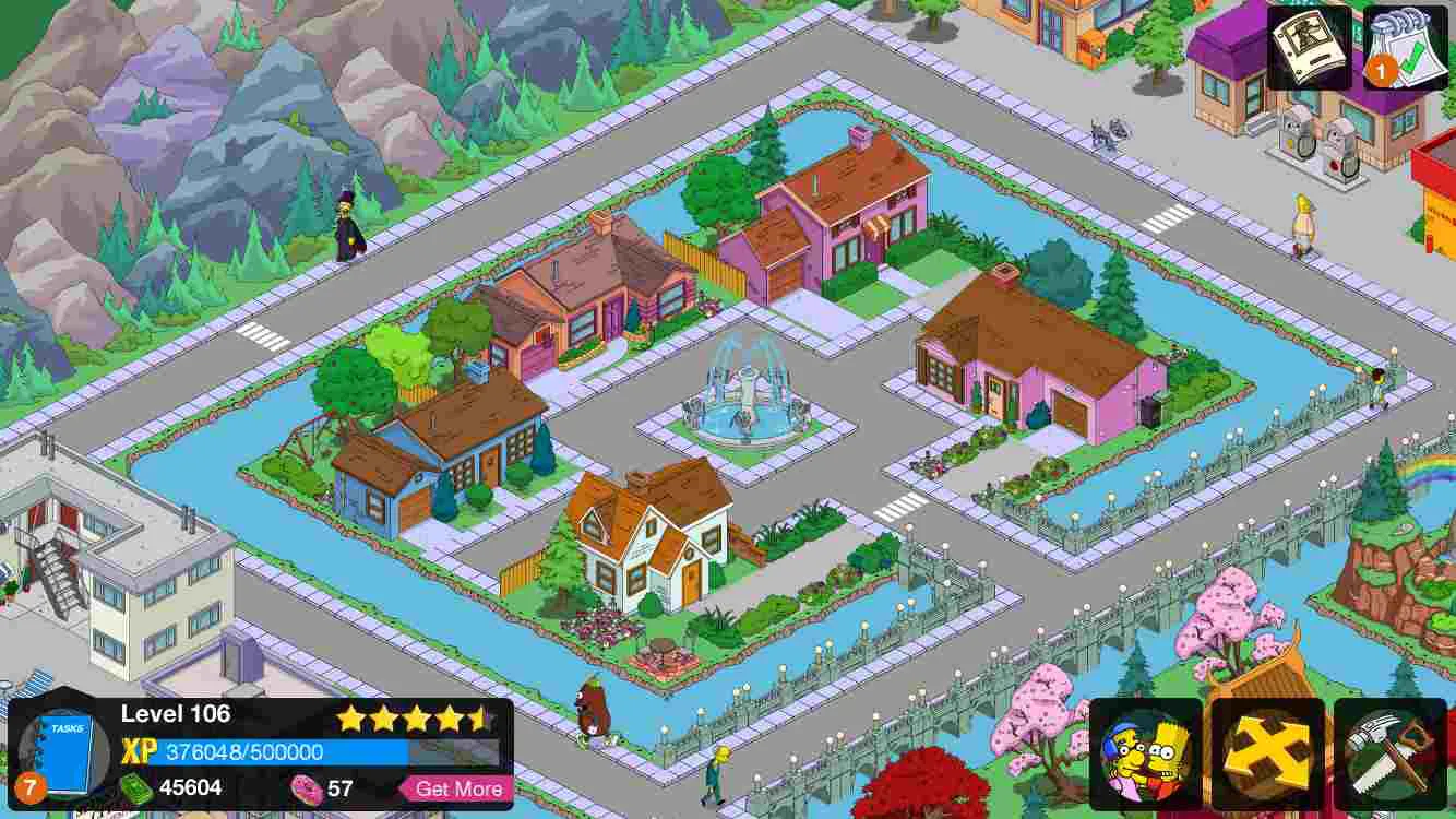 Ảnh 3 của Tải game The Simpsons Mod APK 4.55.0 (Menu, Mua Sắm Miễn Phí) Giao diện xây dựng các công trình trong The Simpsons Mod