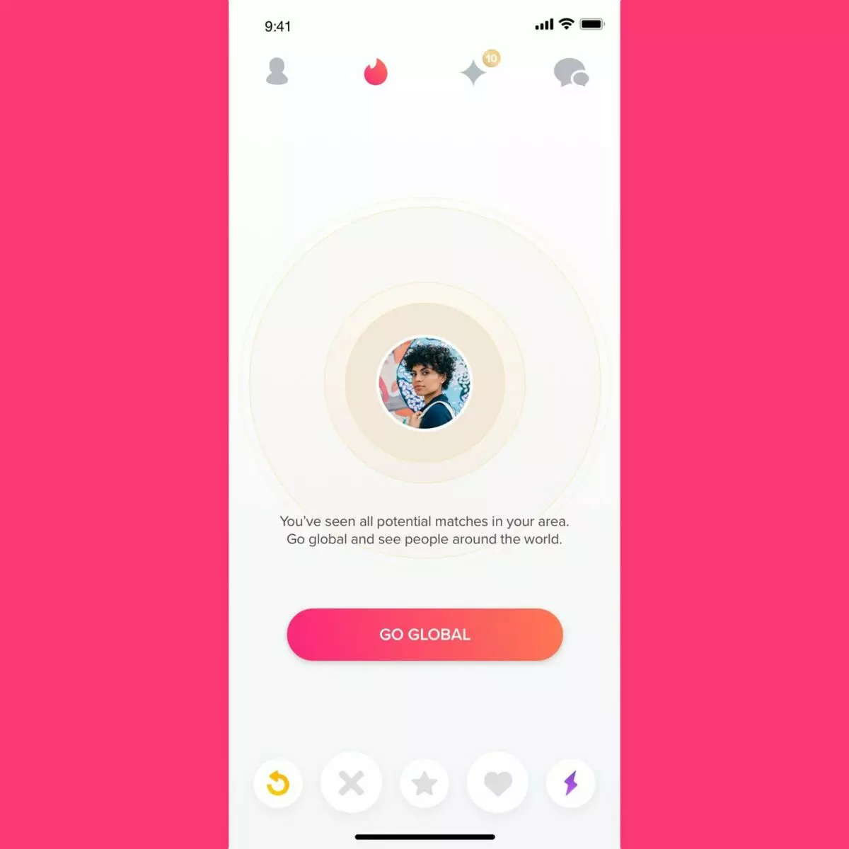 Ảnh 2 của Tải Tinder Mod APK 15.21.1 (Prom Mở Khóa Plus, Gold Premium) Giao diện chính của Tinder Mod với các tùy chọn tương tác