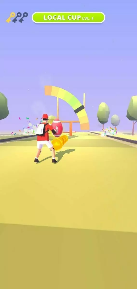 Ảnh 3 của Touchdown Master Mod APK V2.1.42 (Menu, Mở Khóa, Vô Hạn Coins) Cận cảnh nhân vật Touchdown Master né tránh đối thủ và chuẩn bị ném bóng