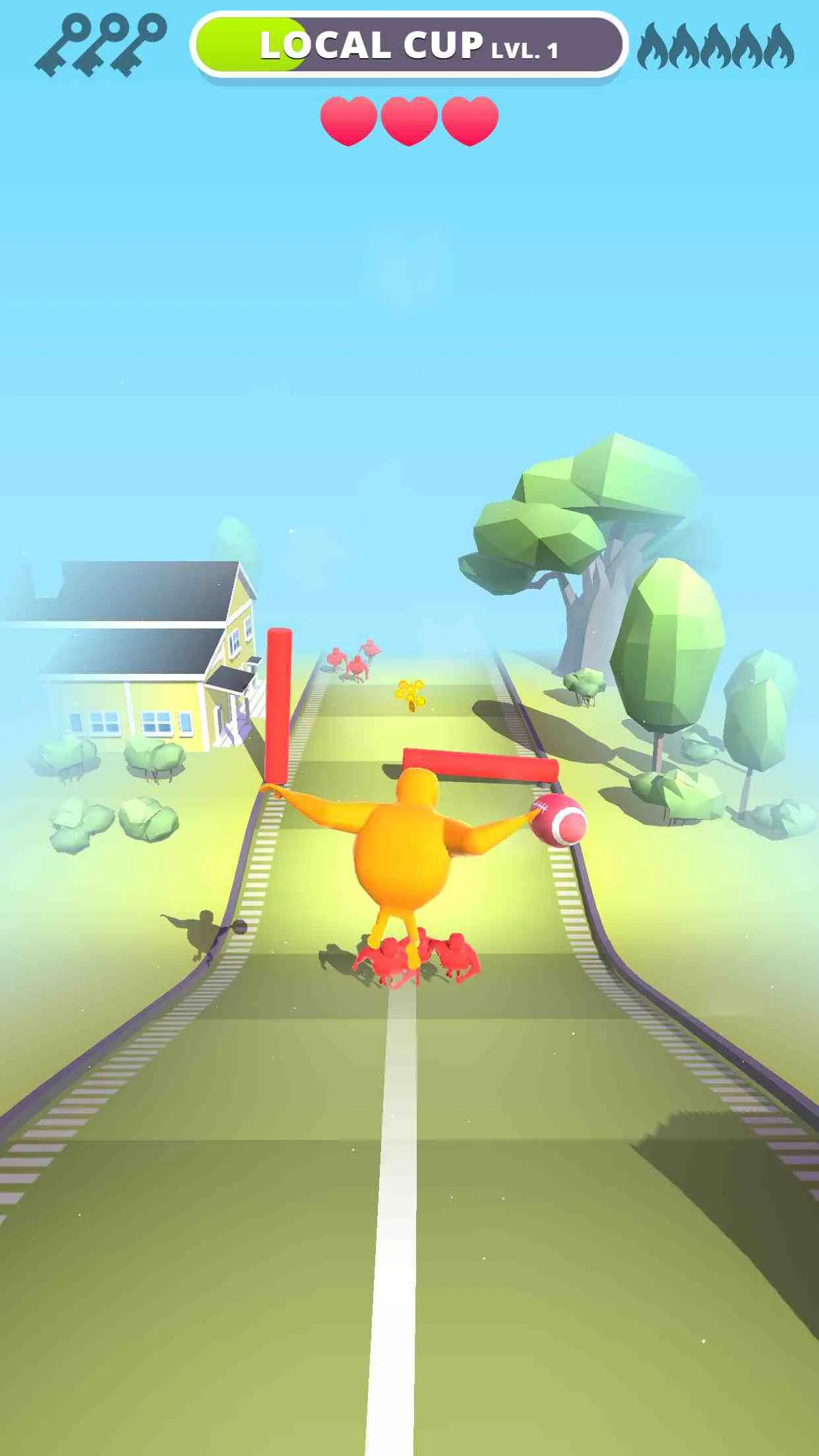 Ảnh 5 của Touchdown Master Mod APK V2.1.42 (Menu, Mở Khóa, Vô Hạn Coins) Cảnh game Touchdown Master với cú ném bóng bầu dục bay cao trên không