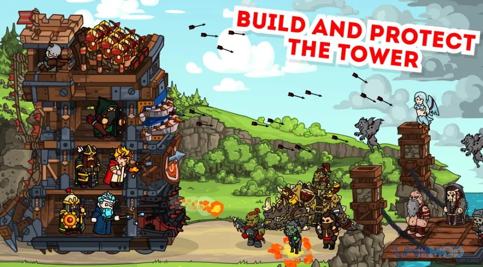 Ảnh 2 của Tải Towerlands Tower Defense TD Mod Apk 2.19 (Unlimited Gems) cho Android iOs Cảnh chiến đấu trong Towerlands Tower Defense TD