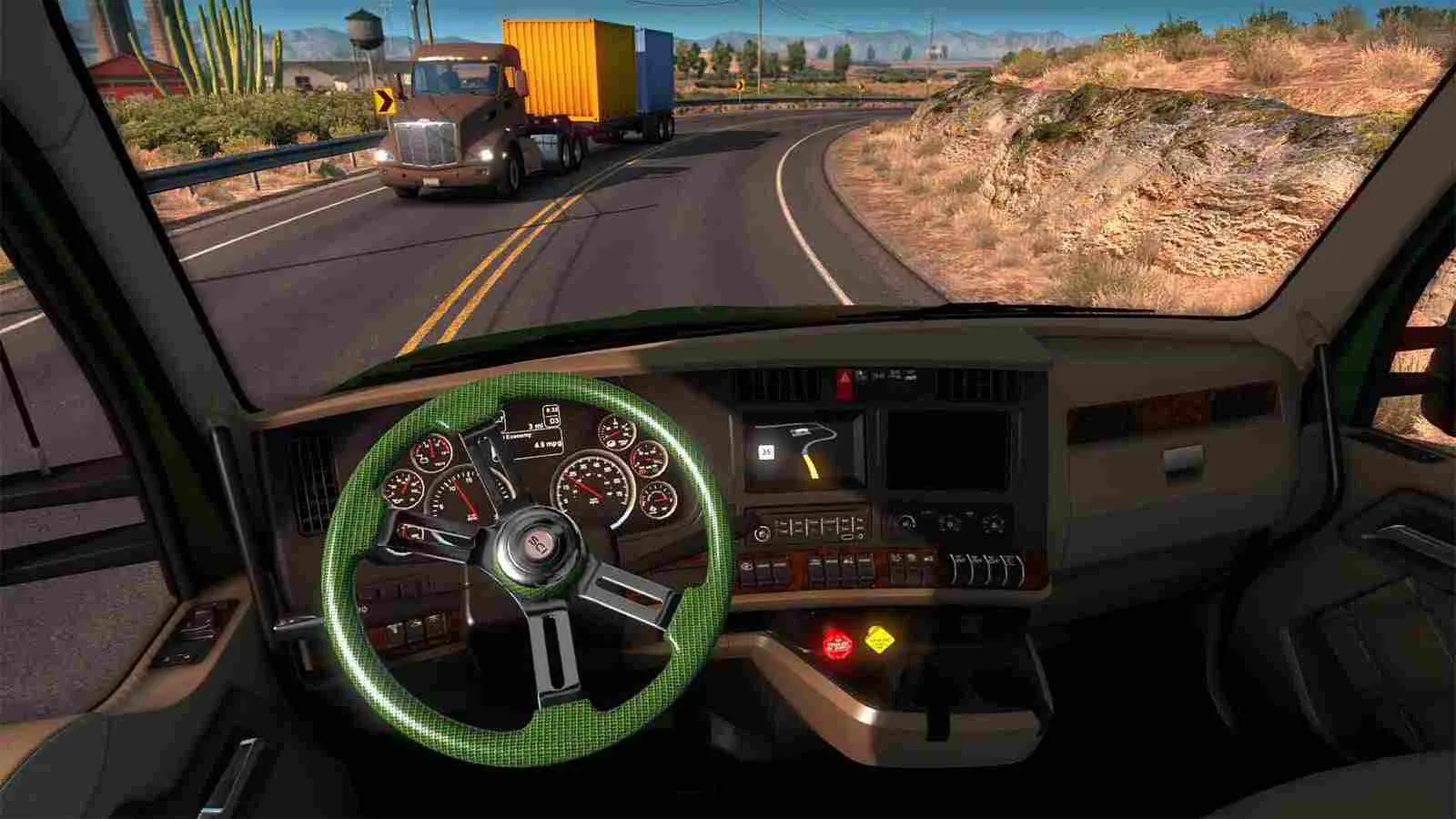 Ảnh 3 của Truck Simulator USA Mod APK 5.7.0 (Menu, Vô Hạn Tiền, Vàng) Giao diện game Truck Simulator USA với cảnh xe tải trên đường