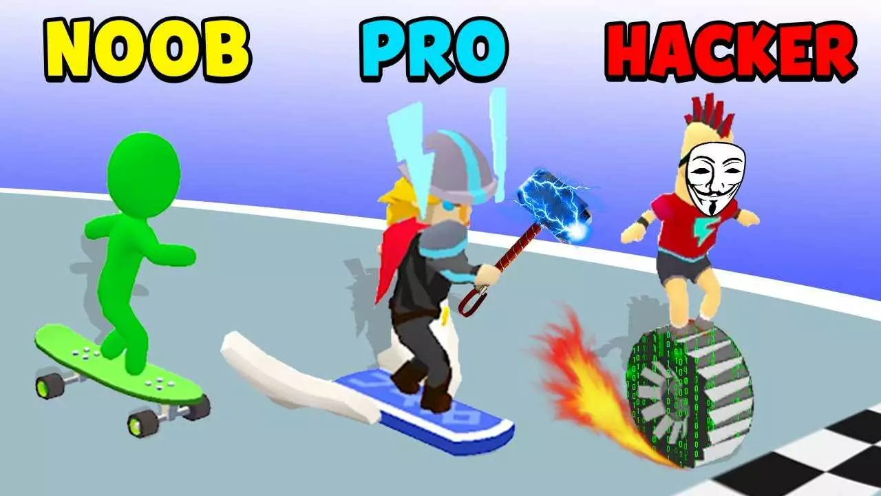 Ảnh 2 của Tải game Turbo Stars Mod APK 1.8.13 (Menu, Vô Hạn Tiền) Người chơi điều khiển ván trượt né tránh chướng ngại vật