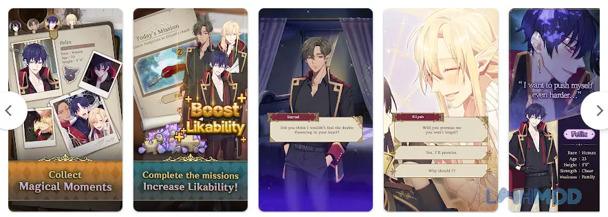 Ảnh 3 của Tải Unromantic Demon Queen Mod Apk 1.0.4 (Free Premium Choices) cho Android iOs Ba chàng trai quyến rũ trong Unromantic Demon Queen Otome