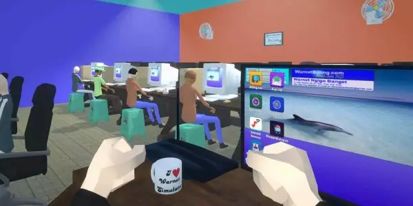 Ảnh 2 của Tải Warnet Life MOD APK 3.3.16 (Mua Sắm Miễn Phí) cho Android iOS Cảnh trong game Warnet Life, khách hàng đang sử dụng máy tính