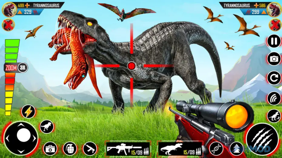 Ảnh 3 của Tải Wild Dino Hunting Gun Games Apk 2.43 cho Android iOs Bản đồ săn bắn và giao diện điều khiển trong Wild Dino Hunting Gun Games
