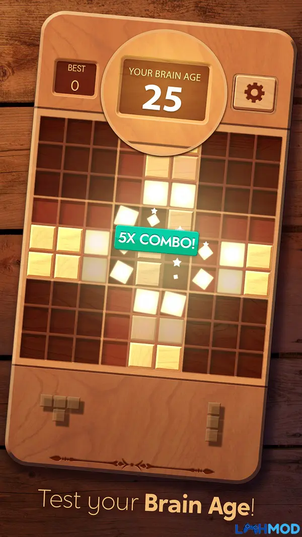 Ảnh 2 của Tải game Woodoku Apk 2.12.00 cho Android, IOS Giao diện trò chơi Woodoku với các khối gỗ đang chờ được đặt