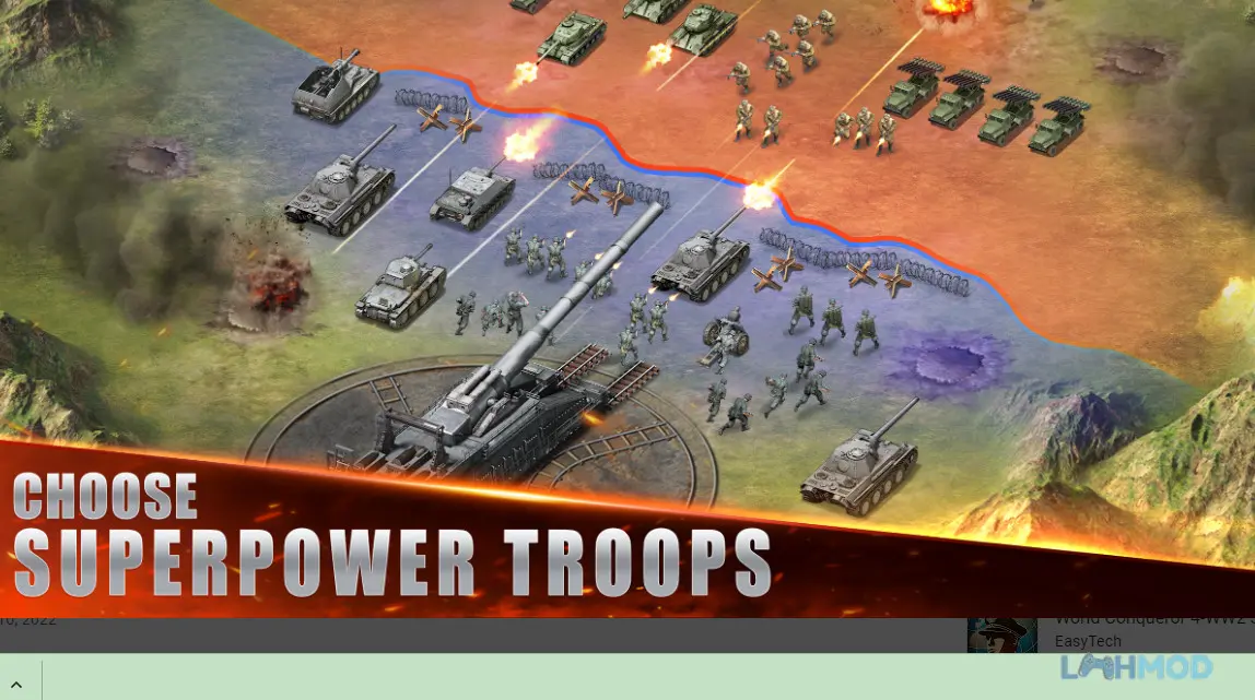Ảnh 4 của Tải World War 2 Strategy Battle Mod Apk 376 (Vô Hạn Tiền) cho Android iOs Bản đồ chiến lược trong World War 2 Strategy Battle