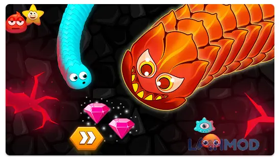 Ảnh 3 của Tải Worm Hunt Mod Apk 2.3.1 (Vô hạn tiền) cho Android iOs Cảnh gameplay Worm Hunt Mod với nhiều con sâu khác nhau trên bản đồ