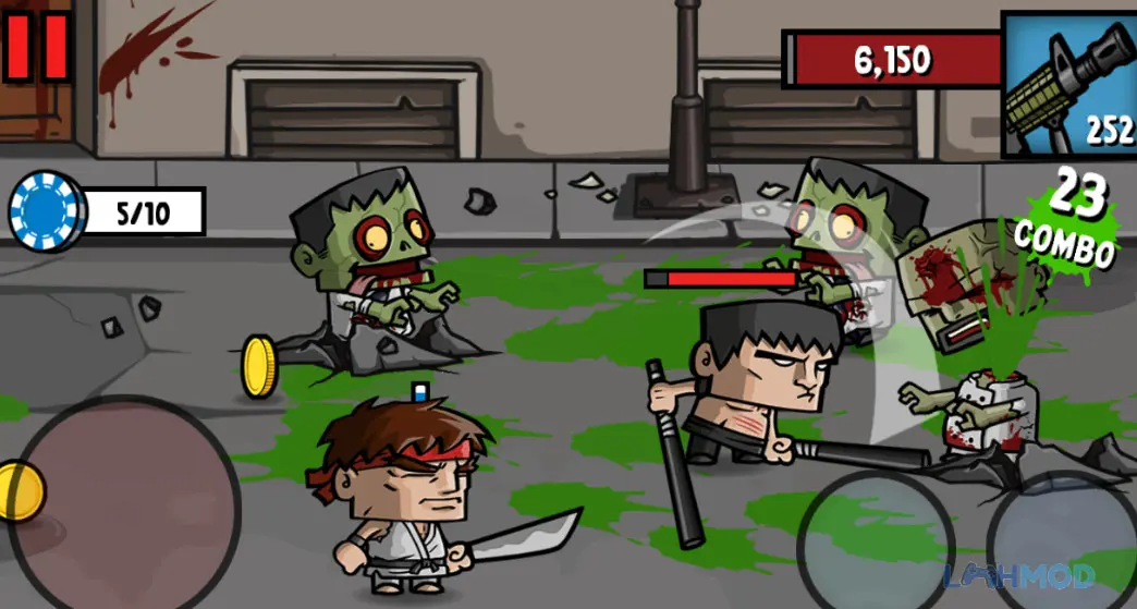 Ảnh 6 của Tải Zombie Age 3 Premium Apk 1.2.1 cho Android iOs Màn hình giao diện chiến đấu trong Zombie Age 3 Premium với nhiều zombie