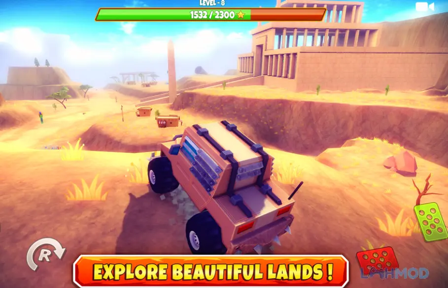Ảnh 1 của Tải Zombie Offroad Safari Mod Apk 1.2.6 (Vô Hạn Tiền) cho Android iOs Chiếc xe địa hình đang di chuyển qua vùng đầm lầy đầy zombie