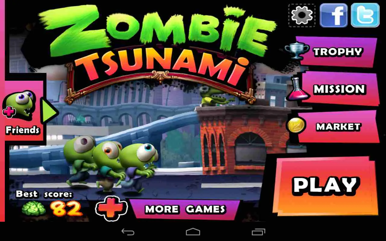 Ảnh 2 của Tải game Zombie Tsunami Mod APK v4.6.3 (Menu, Vô Hạn Tiền) Màn hình chơi game Zombie Tsunami Mod với binh đoàn zombie hùng hậu