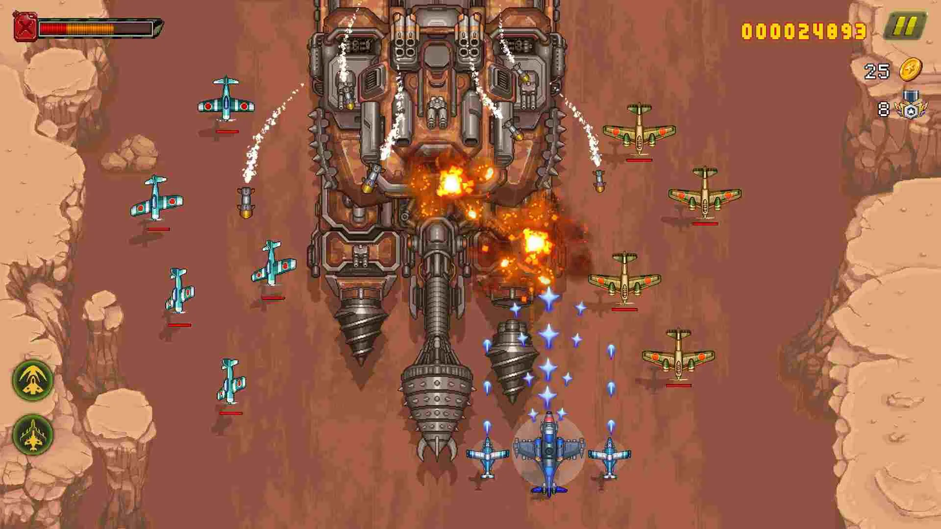 Ảnh 4 của Tải game 1945 Air Force Mod APK v14.34 (Menu, Mua sắm miễn phí) Giao diện chọn và nâng cấp máy bay trong 1945 Air Force Mod