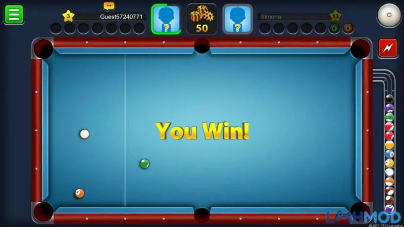 Ảnh 4 của Tải Hack 8 Ball Pool Mod APK (Mega Power, Vô Hạn Tiền) v56.13.4 Màn hình hiển thị tính năng mod vô hạn tiền và mega power