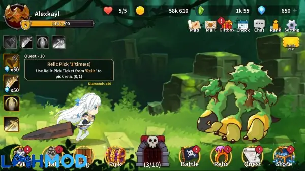 Ảnh 3 của Tải trò chơi AFK Angel Knights APK 2.20.72 Android iOS Giao diện chọn nhân vật và nâng cấp trong AFK Angel Knights