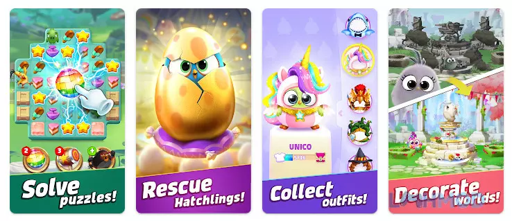 Ảnh 2 của Tải Angry Birds Match 3 Mod Apk 6.1.0 (Vô Hạn Tiền, Bất Tử) Alt text mô tả giao diện game với các khối hình ảnh và chú chim Angry Birds