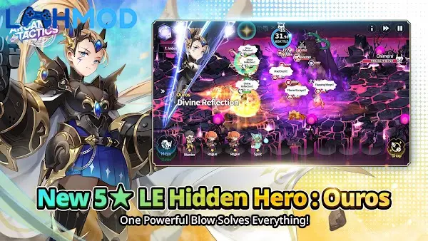 Ảnh 2 của Tải trò chơi Arcana Tactics APK 1.9.0 cho Android iOS Cảnh chiến đấu trong Arcana Tactics với các tướng chibi