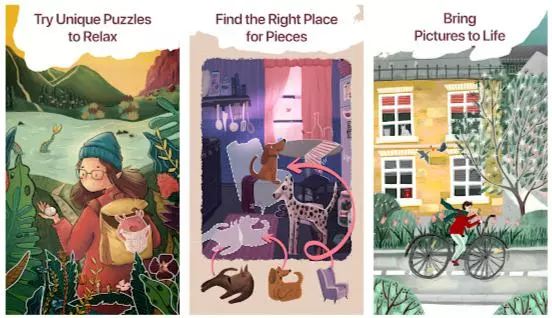 Ảnh 3 của Tải game Art Puzzle Mod APK 3.7.0 (Menu, Vô Hạn Gợi Ý) Người chơi đang hoàn thiện một bức tranh ghép nghệ thuật trong Art Puzzle