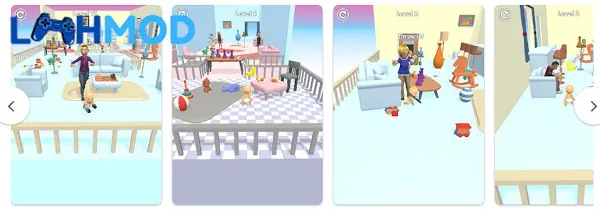 Ảnh 2 của Tải trò chơi Baby Prank APK 3.3.2 cho Android iOS Giao diện game Baby Prank với nhân vật công chúa và tùy chọn trang trí