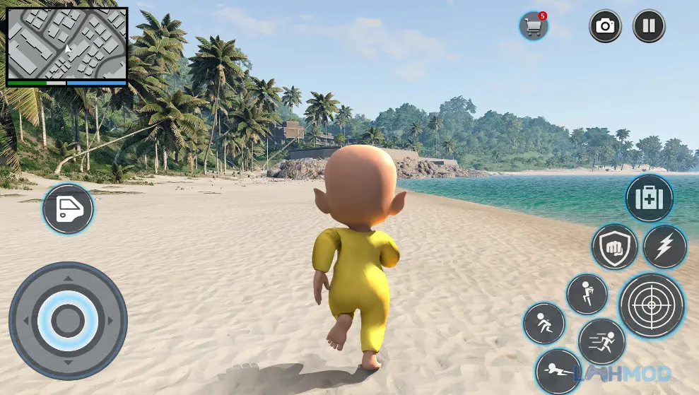 Ảnh 2 của Tải Baby Rope Apk 1.29 cho Android iOs Chú quái vật Baby Rope đang đu dây giữa các tòa nhà